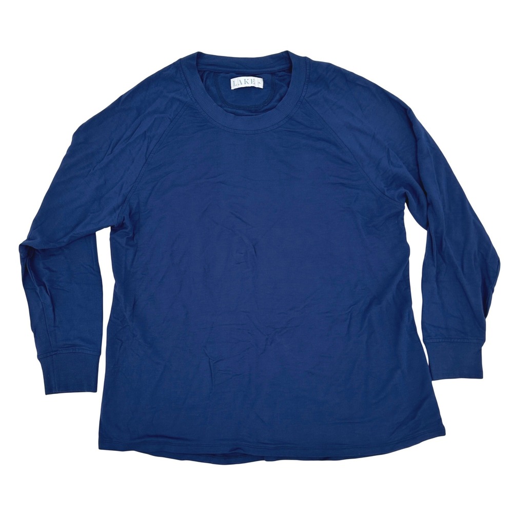 LAKE Pajamas Mens XL Navy Blue Modal Spandex Raglan Long Sleeve Crewneck Top